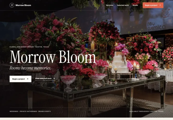 Morrow Bloom demonstration website created with Cosmic Jaunt